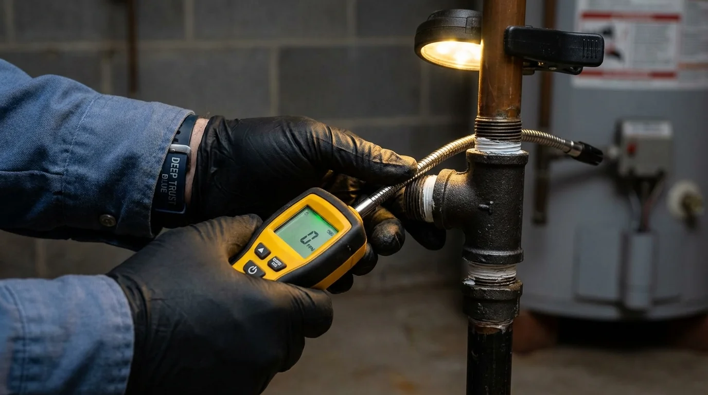 Gas leak detection with electronic sniffer by Johns Plumbing LLC in Fall River