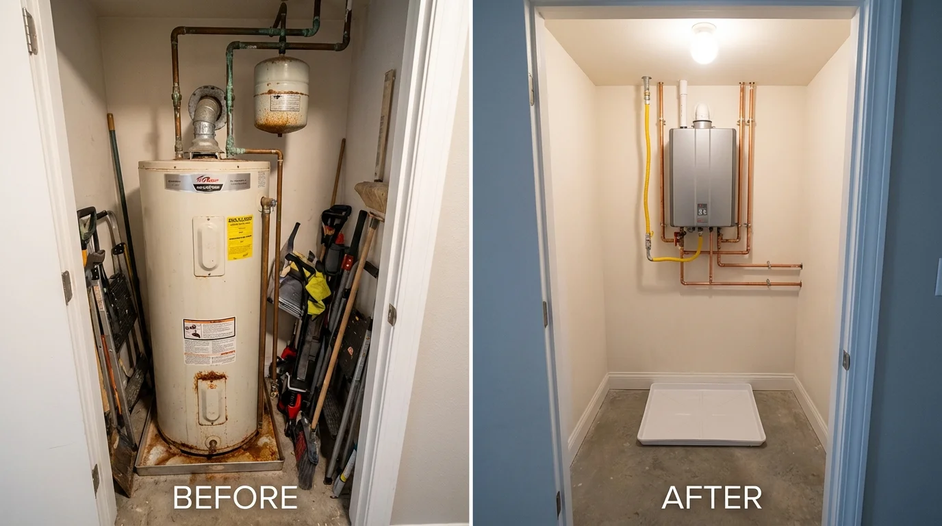 Tank water heater versus wall-mounted tankless unit comparison for Fall River, MA homeowners